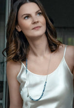 Load image into Gallery viewer, Kyanite A+ from Brasil Set of Silver Bold Puzzle Necklace and Bracelet "Elevation"