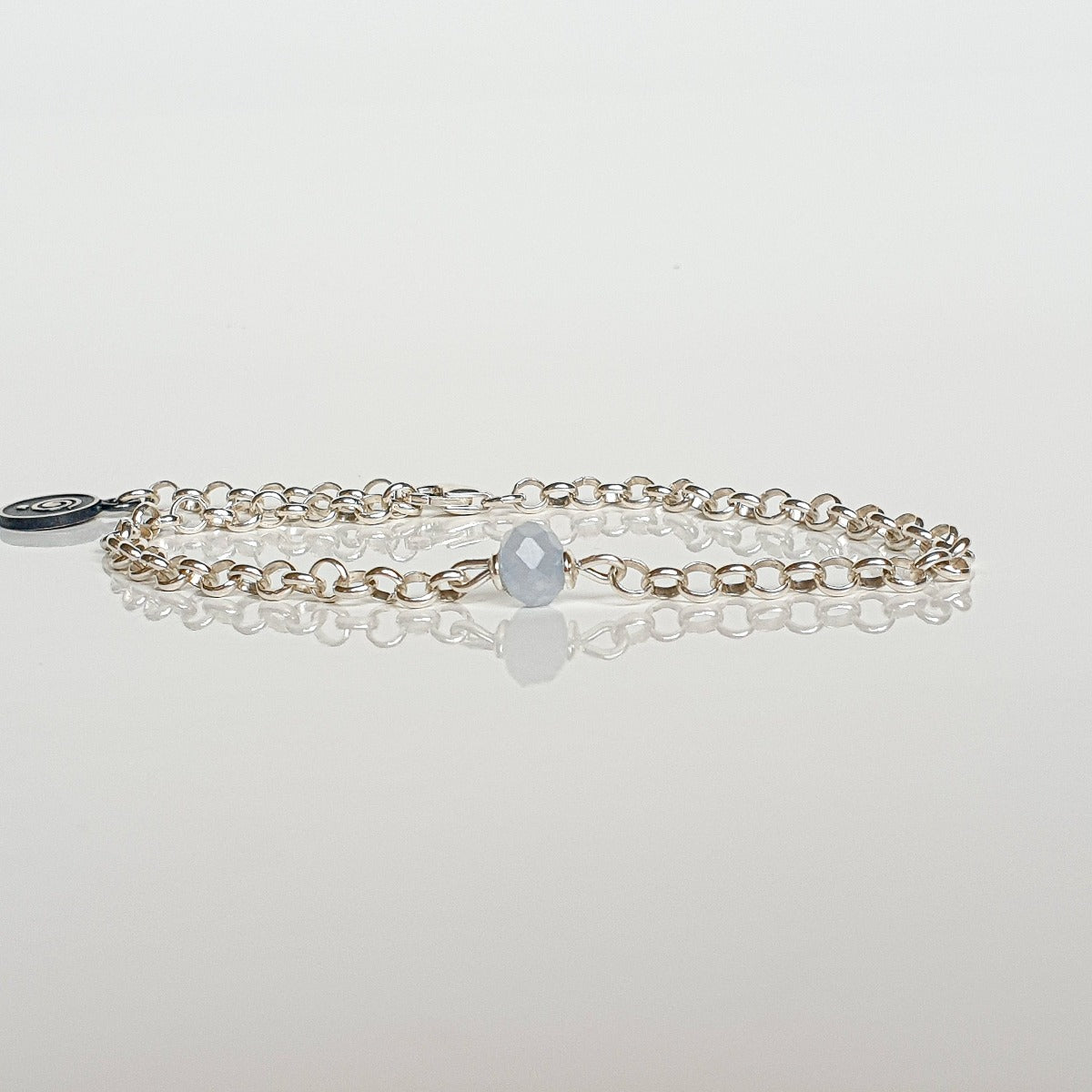 Link Chain Aquamarine Stone Bracelet for Women's 2023