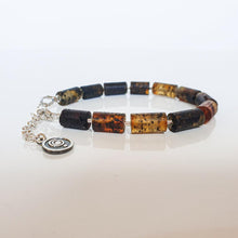 Load image into Gallery viewer, Black Baltic Amber Adjustable Silver 925 Bracelet for Women "Sun Stories"