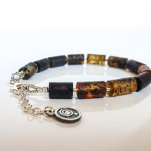 Load image into Gallery viewer, Black Baltic Amber Adjustable Silver 925 Bracelet for Women "Sun Stories"