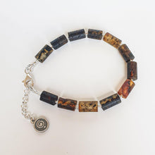 Load image into Gallery viewer, Black Baltic Amber Adjustable Silver 925 Bracelet for Women "Sun Stories"