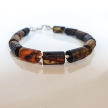 Load image into Gallery viewer, Black Baltic Amber Adjustable Silver 925 Bracelet for Women "Sun Stories"