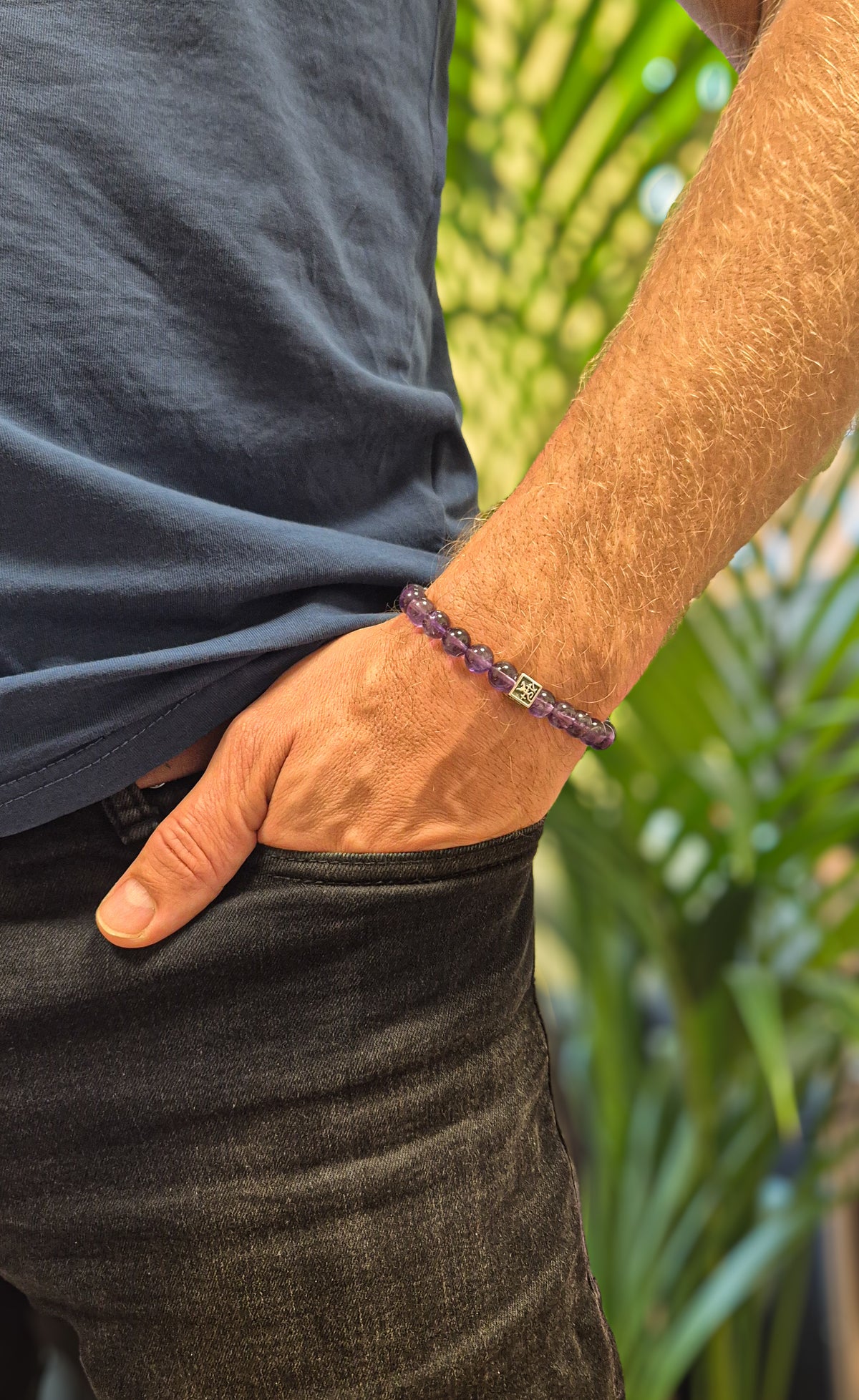 Amethyst A+ Silver 925 Bracelet for Men - Vytis - "Magic of The Universe"
