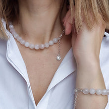 Load image into Gallery viewer, Rožinio kvarco sidabro 925 vėrinys "Švelnumas"