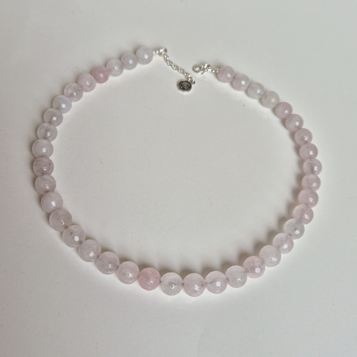 Set of Pink Quartz Silver 925 Necklace  and Bracelet "Tenderness"