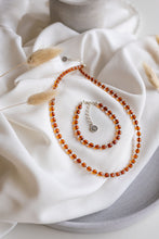 Load image into Gallery viewer, Set of Baltic Amber Silver 925 Necklace and Bracelet for Women Cognac Colour "Sun Stories"