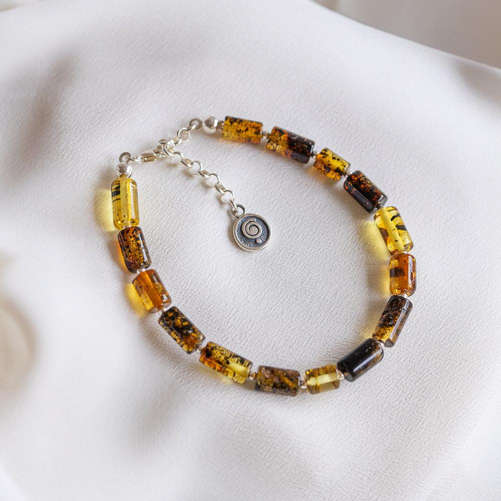 Baltic Amber Silver 925 Bracelet for Women Honey Colour "Sun Stories"