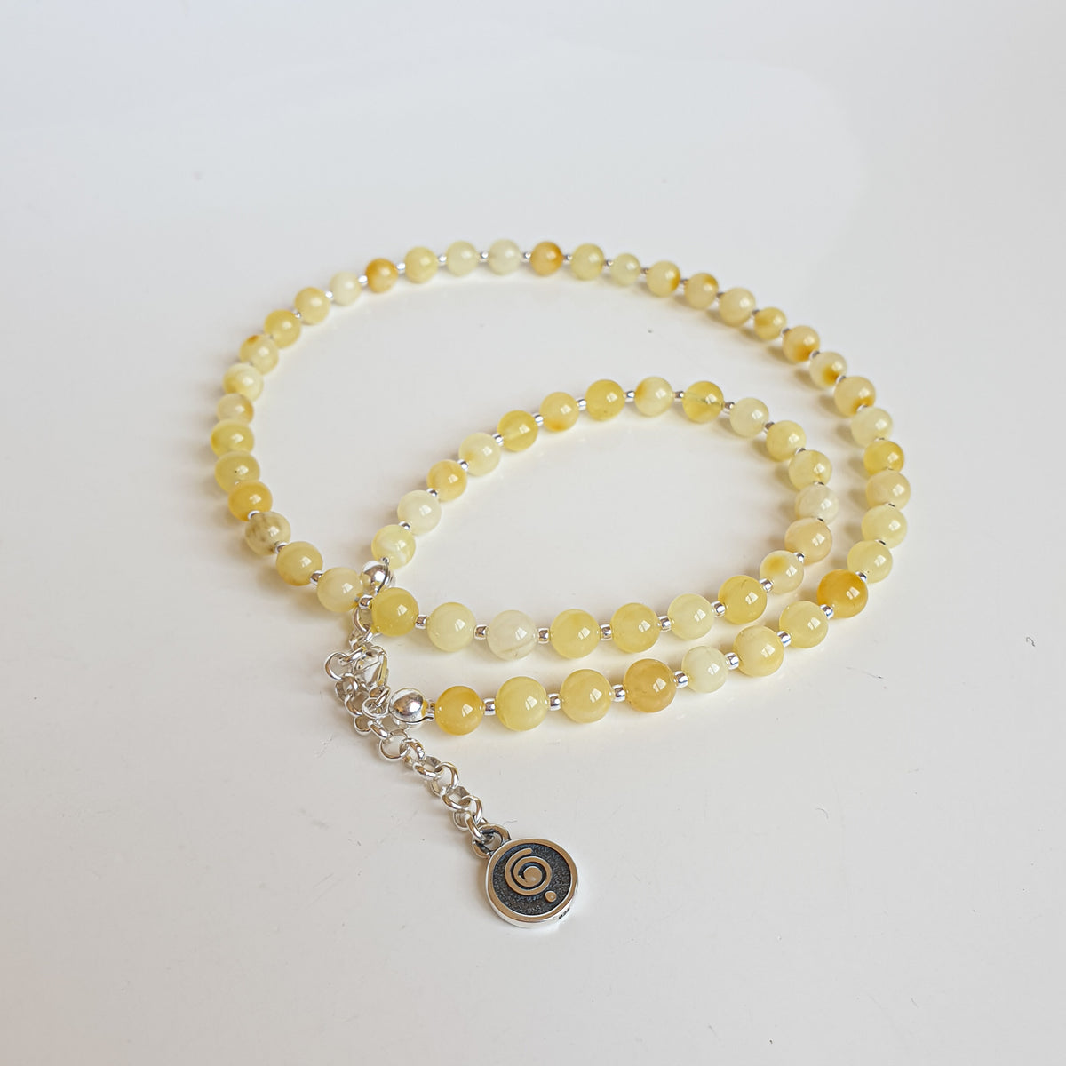 Luxury Light Baltic Amber and Sterling Silver 925 Bracelet and Necklace Set "Sun stories"