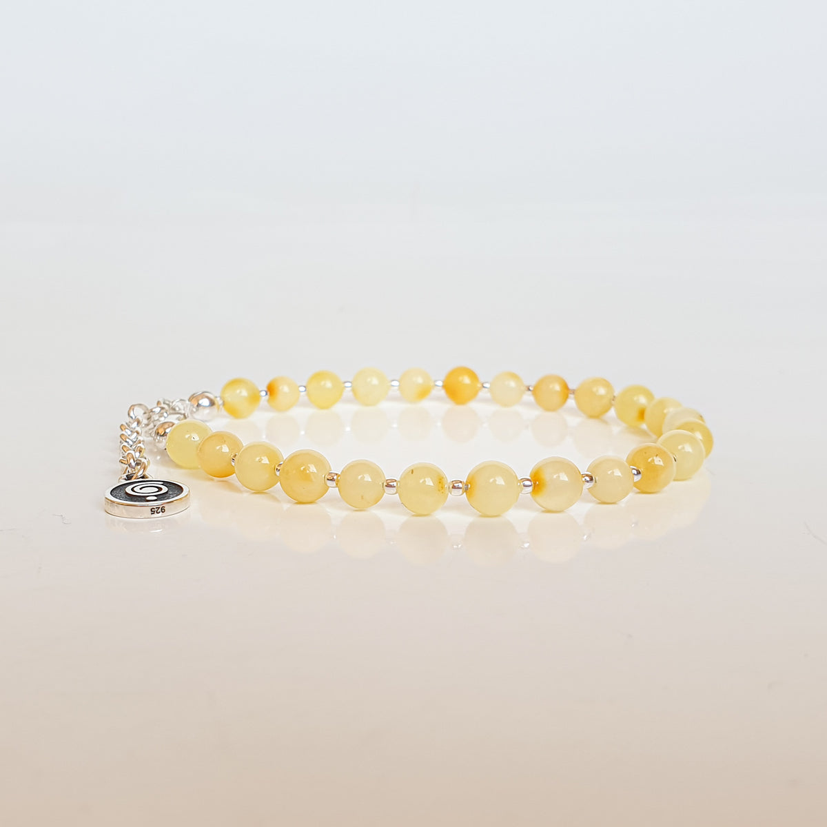 Luxury Light Baltic Amber and Sterling Silver 925 Bracelet and Necklace Set "Sun stories"