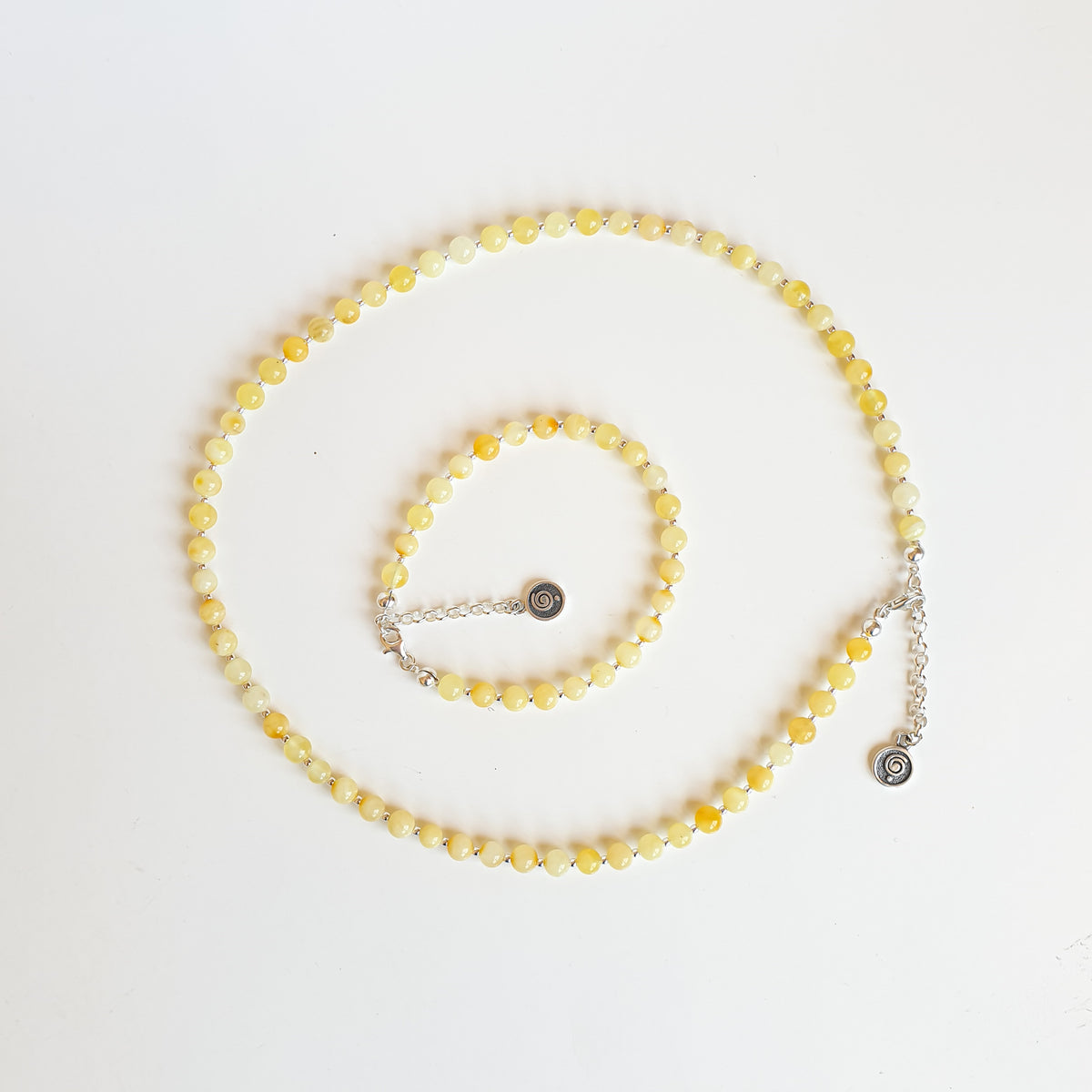 Luxury Light Baltic Amber and Sterling Silver 925 Bracelet and Necklace Set "Sun stories"