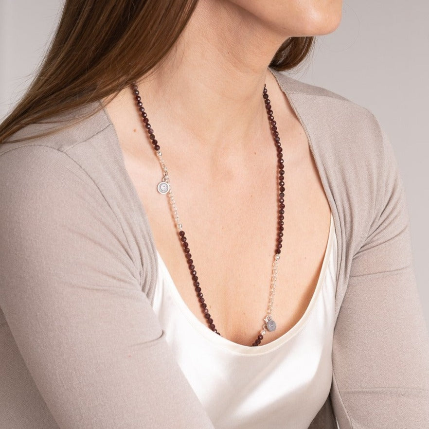 Set of Red Garnet Silver 925 Necklace and Bracelet "Vitality" - Petit Secret