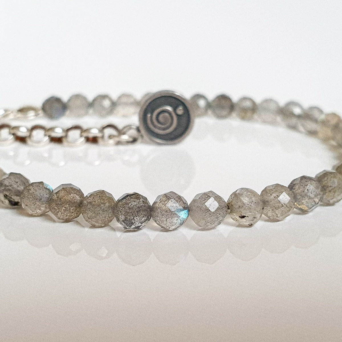 Labradorite A+ Round Bead Silver Bracelet for Women "The Guardian" - Petit Secret