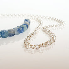 Load image into Gallery viewer, Kyanite A+ from Brasil Set of Silver Bold Puzzle Necklace and Bracelet "Elevation"