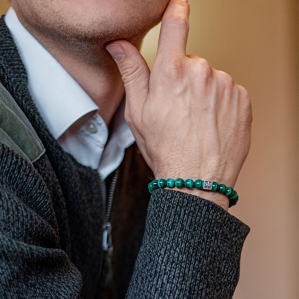 Green Malachite Bracelet for Men - Stone Jewelry Fashion 2023